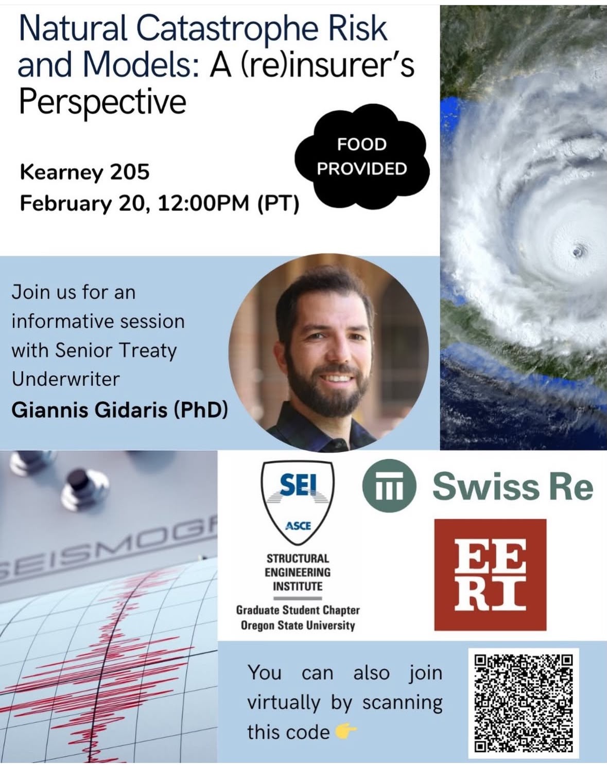 Poster for the Swiss Re natural catastrophe risk seminar organized by Emmanuel Randle